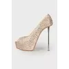Stiletto heels with rhinestones