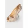 Stiletto heels with rhinestones