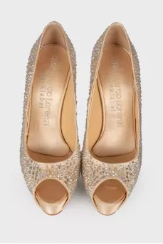 Stiletto heels with rhinestones