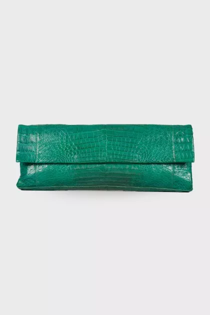 Green leather clutch