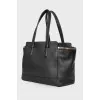 Black leather trapeze bag
