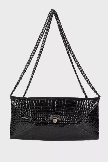 Leather bag with chain