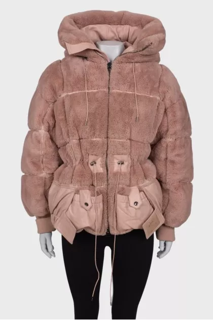 Combined insulated pink jacket