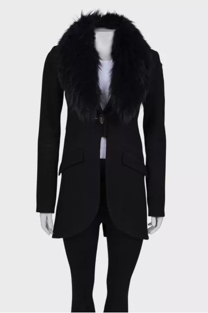 Black coat with fur collar