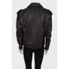 Leather jacket with brand logo