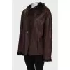 Brown sheepskin coat with fur