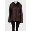 Brown sheepskin coat with fur
