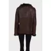 Brown sheepskin coat with fur