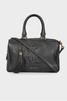 Black leather bag with tassel