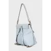 Light blue leather backpack