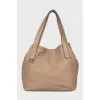 Brown leather tote bag