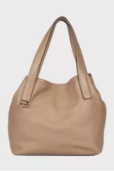Brown leather tote bag