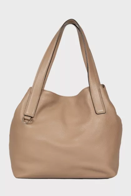 Brown leather tote bag