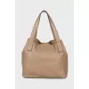 Brown leather tote bag