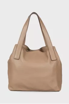 Brown leather tote bag