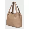 Brown leather tote bag