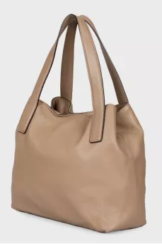 Brown leather tote bag