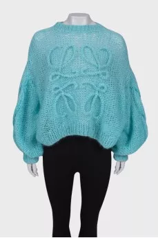 Light blue knitted cropped pullover