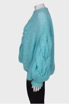 Light blue knitted cropped pullover