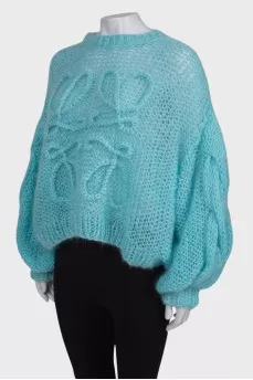 Light blue knitted cropped pullover