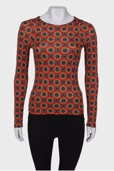 Orange print long sleeve