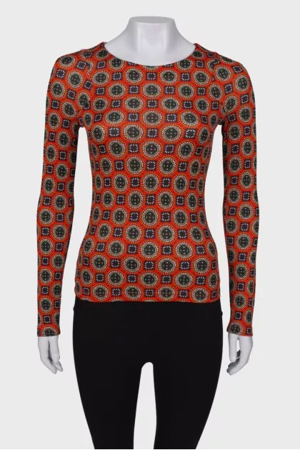 Orange print long sleeve