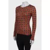 Orange print long sleeve