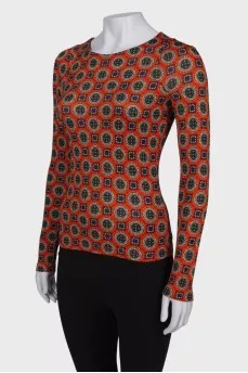 Orange print long sleeve
