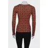 Orange print long sleeve