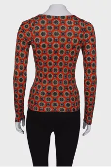 Orange print long sleeve