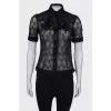 Lace blouse with ties