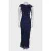 Navy blue ruffled maxi dress