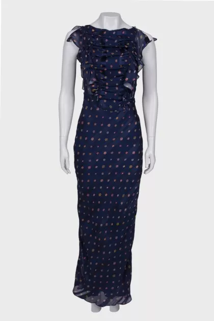 Navy blue ruffled maxi dress