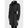 Gray sheepskin coat with the belt