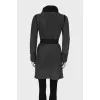 Gray sheepskin coat with the belt