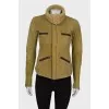 Green sheepskin coat on fur