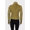 Green sheepskin coat on fur