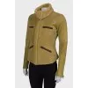 Green sheepskin coat on fur