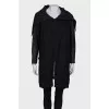 Parka with leather sleeves