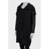 Parka with leather sleeves