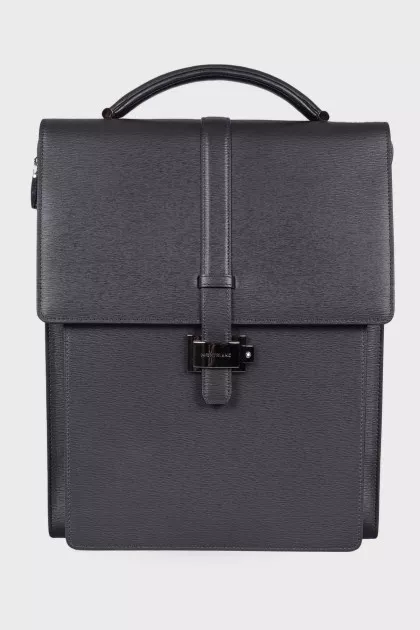 Men's leather rectangular backpack