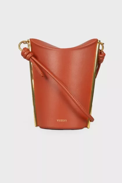 Bucket bag with gold-tone hardware