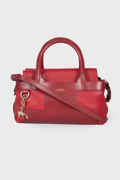 Leather red bag with keychain