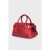Leather red bag with keychain