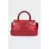 Leather red bag with keychain