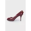 Lacquer burgundy shoes with a lock
