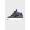 Suede gym shoes with carabiner chain