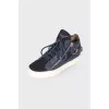Suede gym shoes with carabiner chain
