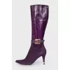 Purple pointed toecap boots
