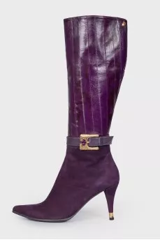 Purple pointed toecap boots